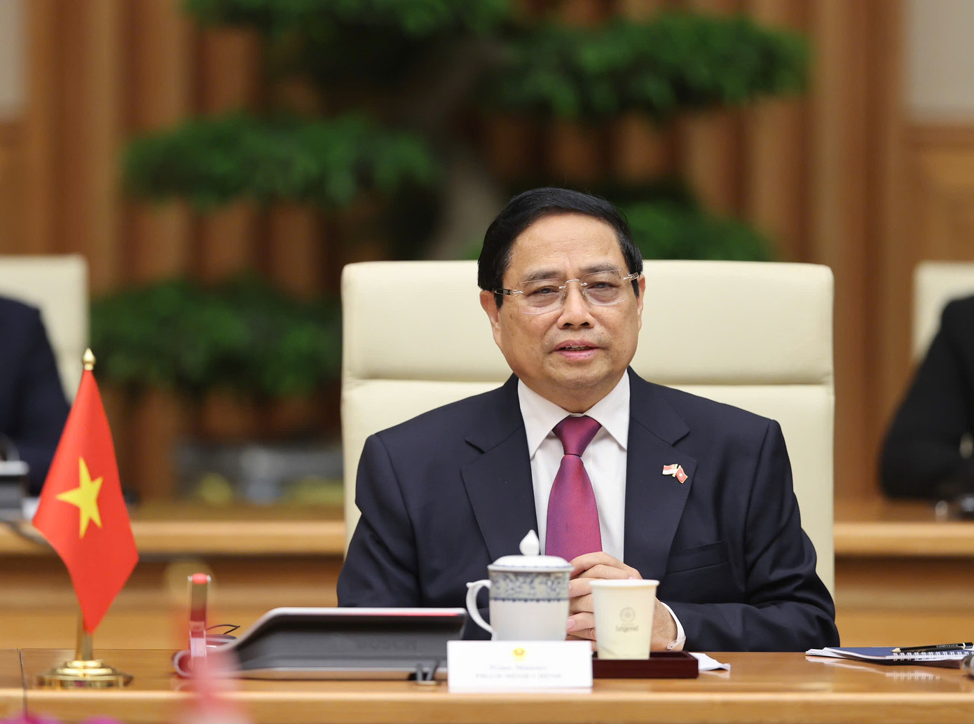 Thủ tướng Phạm Minh Chính tại cuộc hội đàm với Thủ tướng Singapore. (Ảnh: Nhật Minh) Thủ tướng Phạm Minh Chính tại cuộc hội đàm với Thủ tướng Singapore. (Ảnh: Nhật Minh)