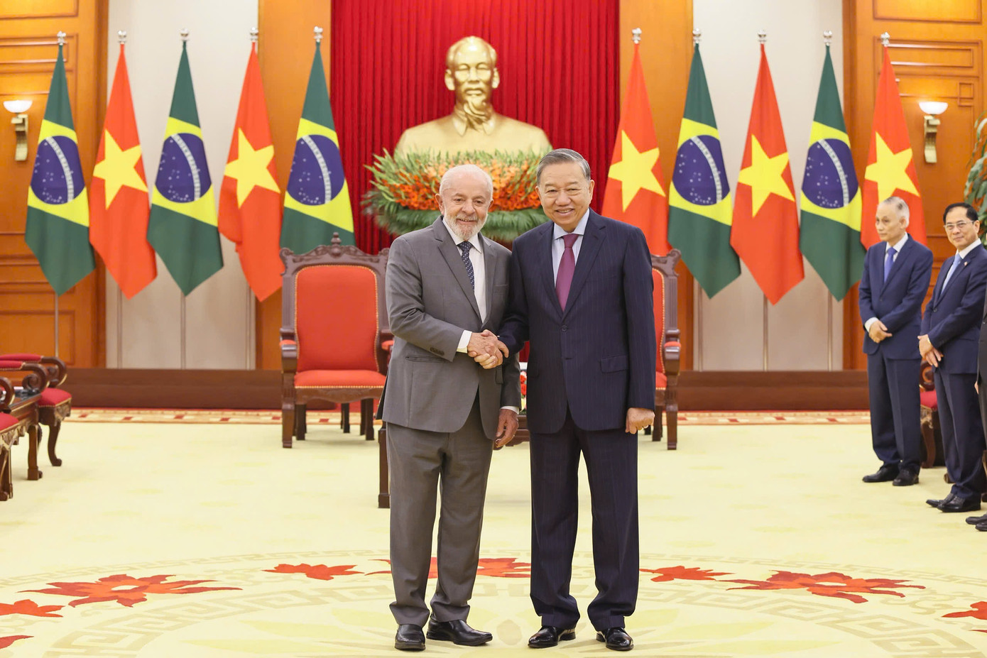 Tổng thống Lula da Silva hội kiến Tổng Bí thư Tô Lâm trong chuyến thăm. Ảnh: Nhật Minh.