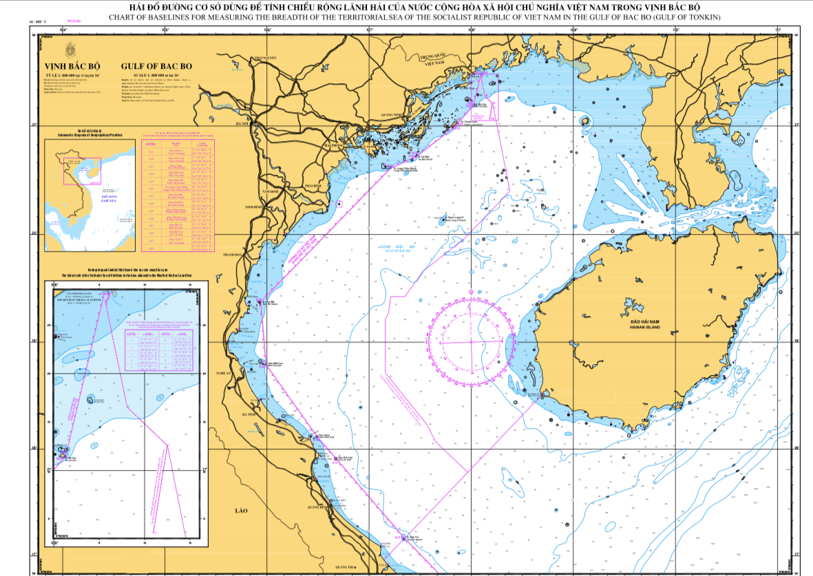 Hải đồ dùng để tính chiều rộng lãnh hải của Việt Nam trong Vịnh Bắc Bộ được lưu chiểu tại Liên Hợp Quốc. (Nguồn: un.org)