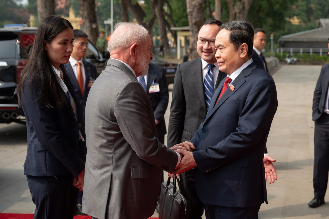 Tổng thống Brazil Lula da Silva hội kiến Chủ tịch Quốc hội Trần Thanh Mẫn. Ảnh: Phạm Thắng.