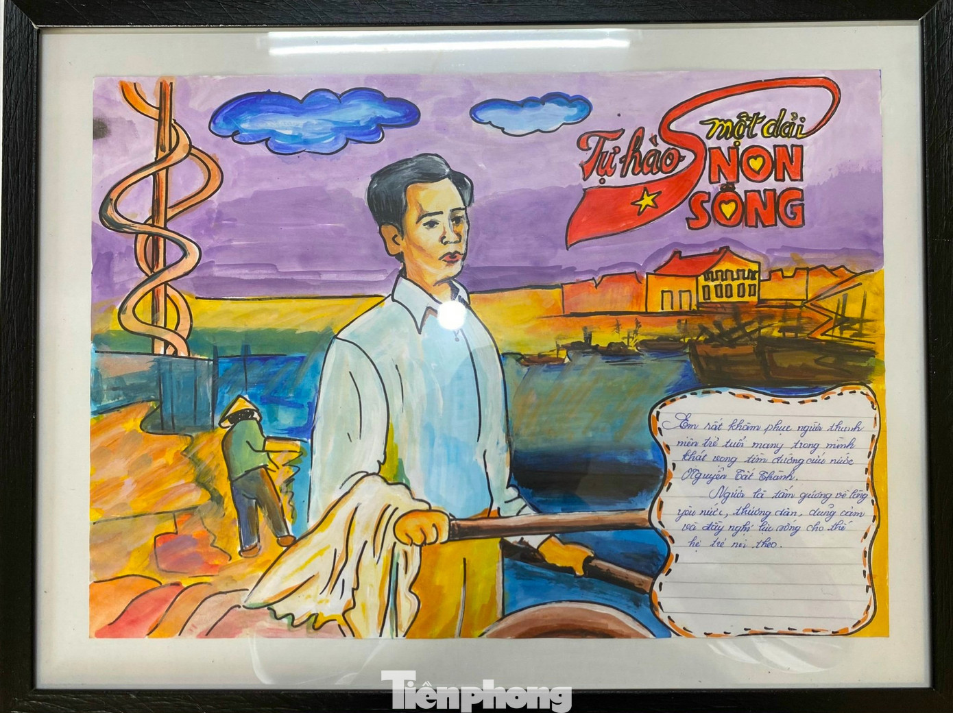 Bức tranh thứ 8 tái hiện lại cảnh người thanh niên Nguyễn Tất Thành rời cảng Nhà Rồng ra đi tìm đường cứu nước vào năm 1911. Bức tranh thứ 8 tái hiện lại cảnh người thanh niên Nguyễn Tất Thành rời cảng Nhà Rồng ra đi tìm đường cứu nước vào năm 1911.