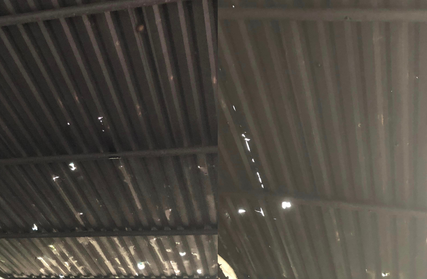 Những viên đá lớn xuyên thủng mái ngói của người dân. Những viên đá lớn xuyên thủng mái ngói của người dân.