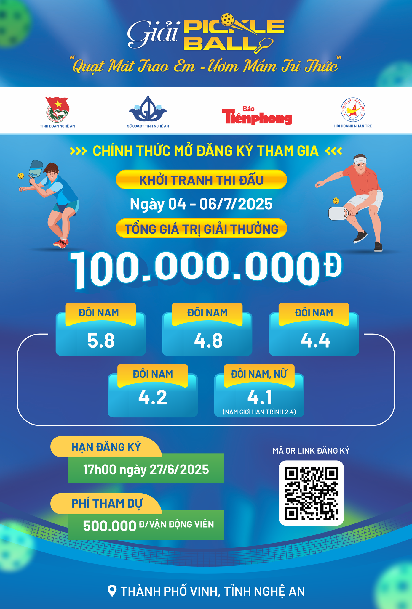 Tham gia giải đấu, các VĐV có cơ hội nhận được phần thưởng với tổng giá trị 100 triệu đồng. Tham gia giải đấu, các VĐV có cơ hội nhận được phần thưởng với tổng giá trị 100 triệu đồng.