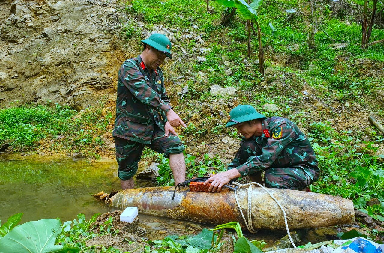 Quả bom được hủy nổ an toàn.
