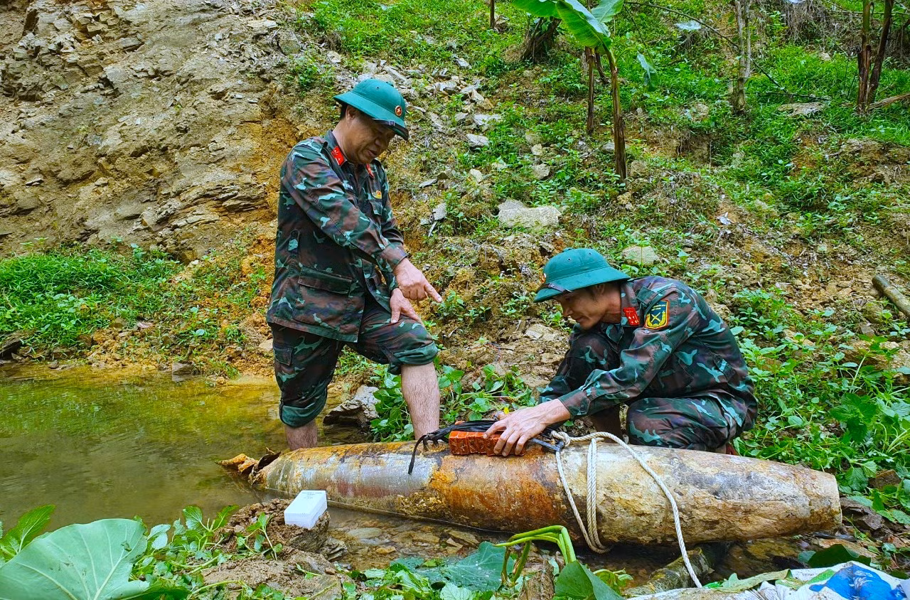 Quả bom được hủy nổ an toàn.
