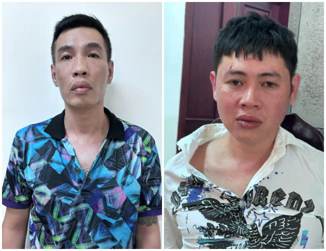 Hai đối tượng Duy và Sơn tại cơ quan công an. Hai đối tượng Duy và Sơn tại cơ quan công an.