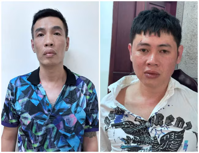 Hai đối tượng Duy và Sơn tại cơ quan công an. Hai đối tượng Duy và Sơn tại cơ quan công an.