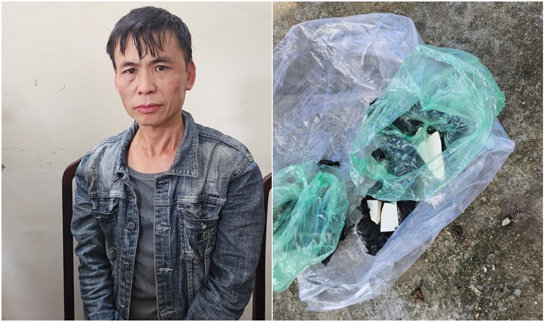 Đối tượng Hà Văn Dân cùng tang vật.