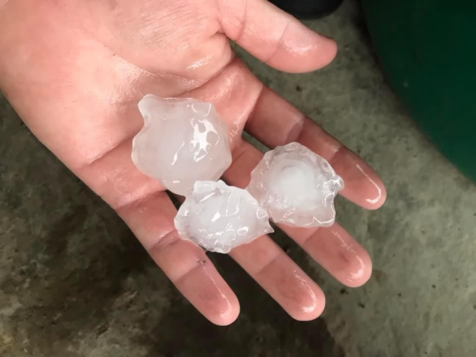 Những viên đá to bằng nắm tay trút xuống trong trận mưa dông. Những viên đá to bằng nắm tay trút xuống trong trận mưa dông.