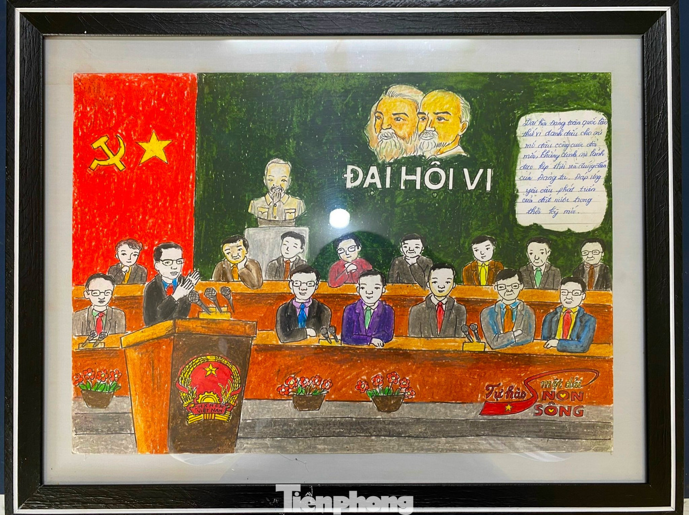 Hai bức tranh vẽ về Đại hội Đảng toàn quốc lần thứ VI (năm 1986), đánh dấu cho sự mở đầu công cuộc đổi mới, khẳng định sự lãnh đạo kịp thời, đúng đắn của Đảng ta, đáp ứng yêu cầu phát triển của đất nước trong thời kì mới và bức tranh thể hiện Việt Nam gia nhập và trở thành thành viên thứ 7 của ASEAN vào năm 1995. Hai bức tranh vẽ về Đại hội Đảng toàn quốc lần thứ VI (năm 1986), đánh dấu cho sự mở đầu công cuộc đổi mới, khẳng định sự lãnh đạo kịp thời, đúng đắn của Đảng ta, đáp ứng yêu cầu phát triển của đất nước trong thời kì mới và bức tranh thể hiện Việt Nam gia nhập và trở thành thành viên thứ 7 của ASEAN vào năm 1995.