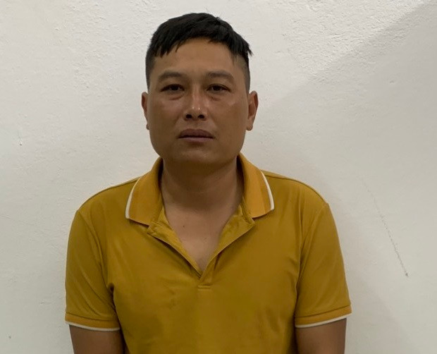 Đối tượng Dương Đức Hiếu tại công an.