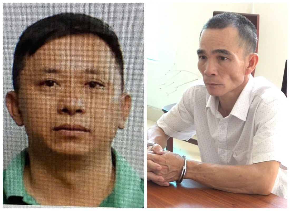 Hai đối tượng Lưu Xuân Tâm và Trần Hải tại cơ quan công an.