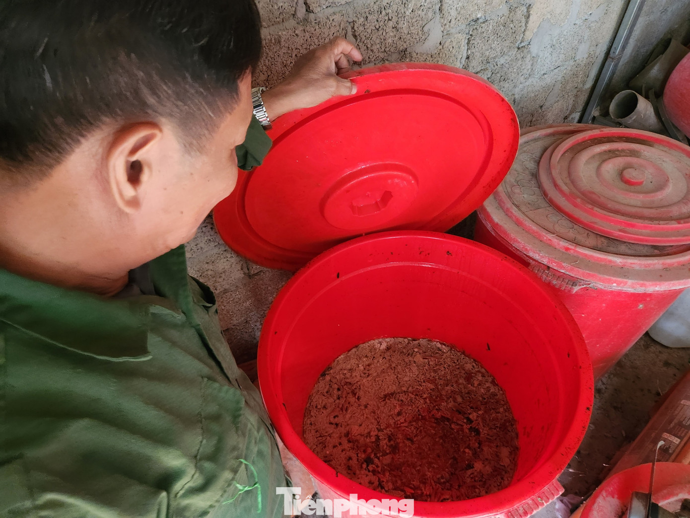 Sau nhiều năm nghiên cứu, ông Biên đã tạo ra 2 loại chế phẩm sinh học để xua đuổi côn trùng. Loại thứ nhất được ông Biên tạo ra để phun lên cây cam. "Tôi dùng ớt cay, gừng, riềng, tỏi, xay thật nhuyễn. Sau đó trộn thêm rượu, mật, dấm và ủ trong vòng 20 ngày. Tôi thường ủ hàng trăm lít rồi đem ra phun lên cây thay thuốc trừ sâu. Cứ hết thùng này thì ngâm thùng khác. Loại này an toàn cho sức khỏe", ông Biên nói và cho hay, loại chế phẩm sinh học này có thể giúp loại trừ nấm, sâu bệnh, giúp cây cam phát triển tốt.