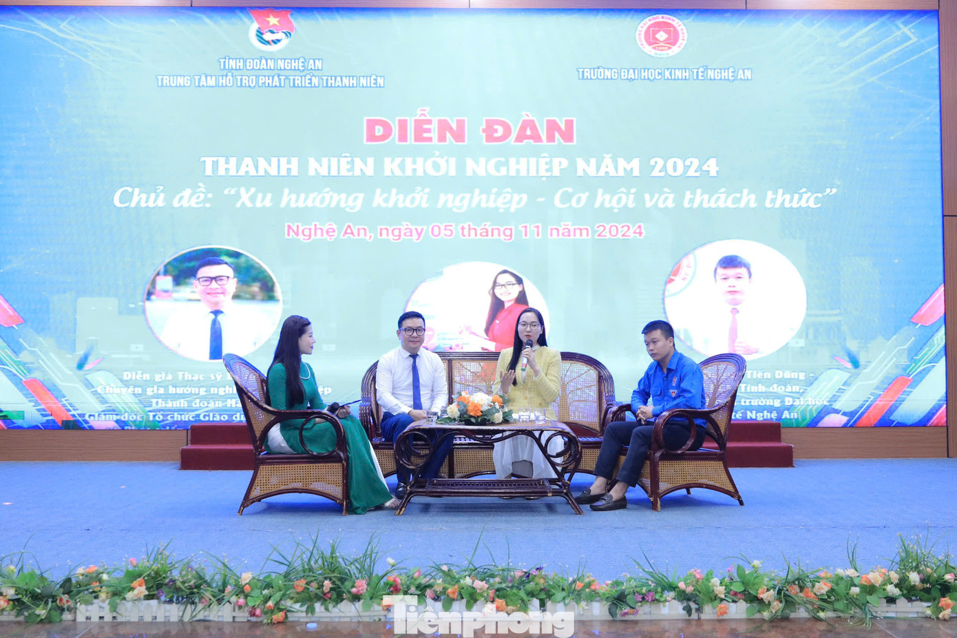 Các bạn thanh niên, sinh viên được giao lưu, chia sẻ với các diễn giả, những người trẻ thành công trong khởi nghiệp, lập nghiệp.