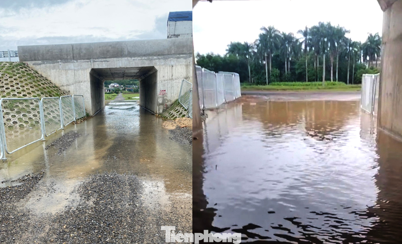 Nhiều đoạn ngập sâu khiến người dân không dám đi lại.