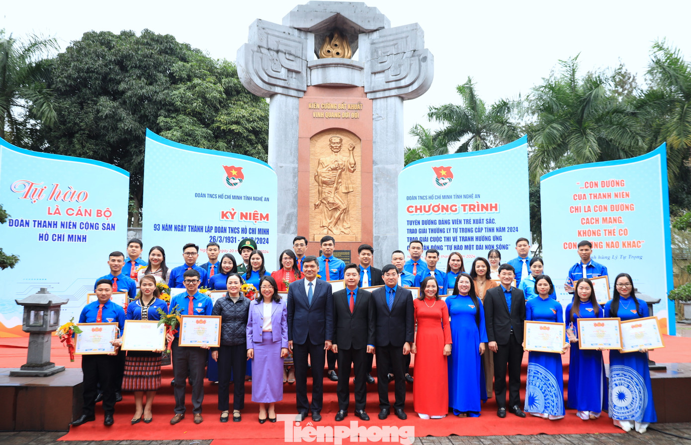 Các đại biểu chụp hình lưu niệm cùng 15 đảng viên trẻ và 14 cán bộ Đoàn được nhận giải thưởng Lý Tự Trọng. Các đại biểu chụp hình lưu niệm cùng 15 đảng viên trẻ và 14 cán bộ Đoàn được nhận giải thưởng Lý Tự Trọng.