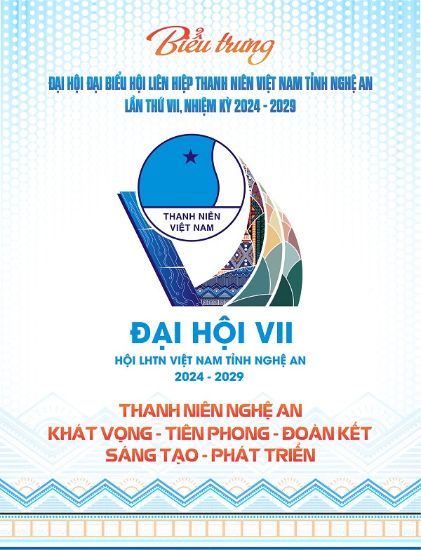 Biểu trưng Đại hội Hội LHTN Việt Nam tỉnh Nghệ An lần thứ VII nhiệm kỳ 2024-2029.