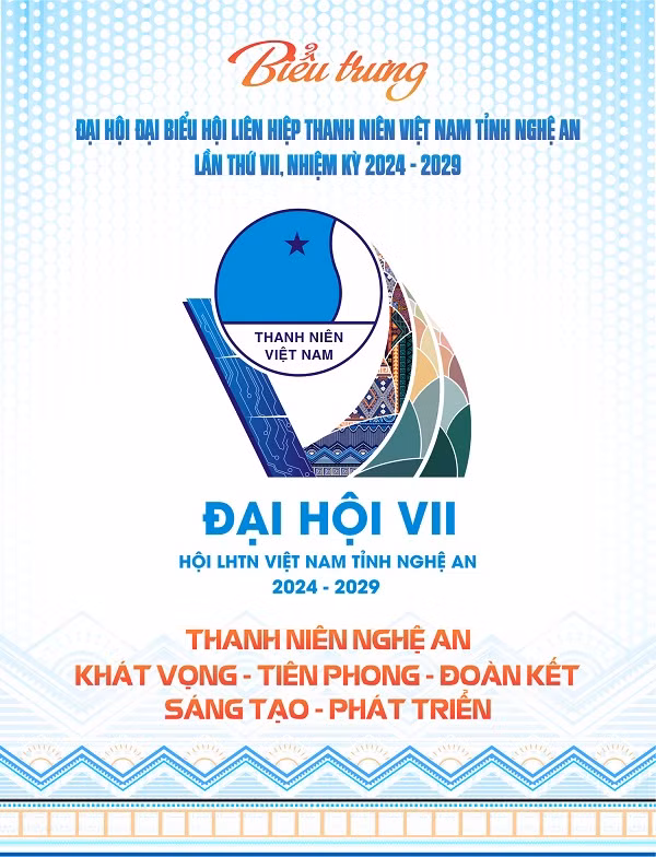 Biểu trưng Đại hội Hội LHTN Việt Nam tỉnh Nghệ An lần thứ VII nhiệm kỳ 2024-2029.