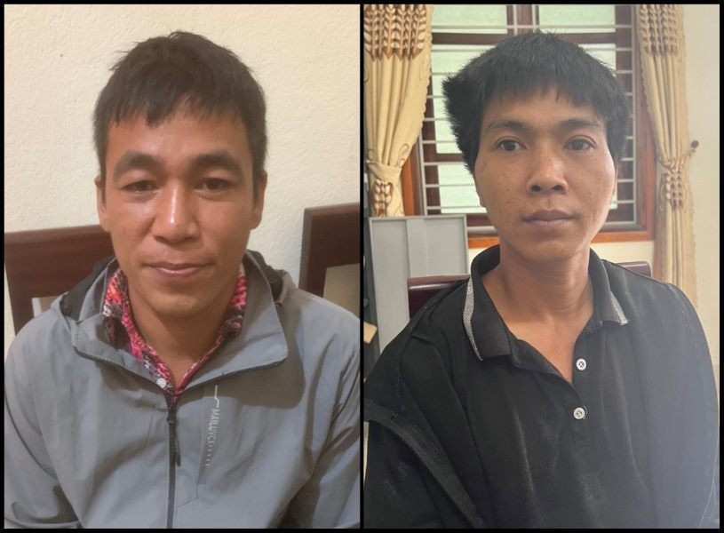 Hai đối tượng Chuyên và Tam tại cơ quan công an.