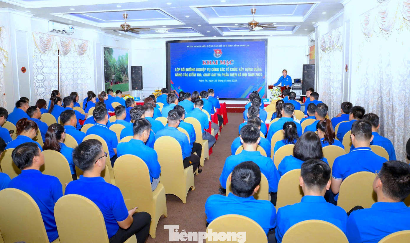 Toàn cảnh lớp bồi dưỡng nghiệp vụ công tác tổ chức xây dựng Đoàn tỉnh Nghệ An năm 2024.