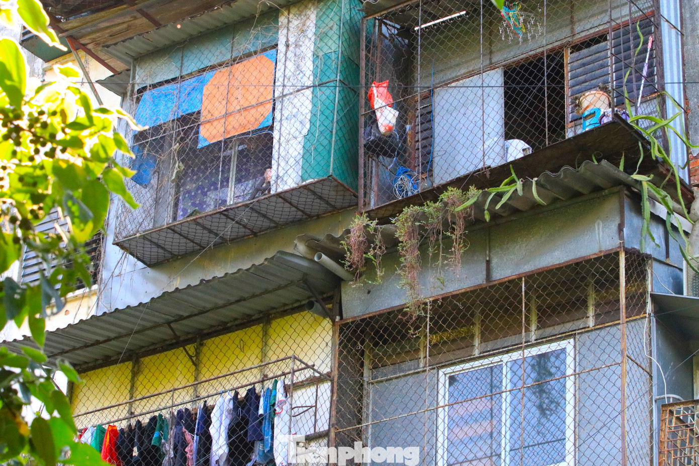 Bên trong những chiếc "chuồng cọp" là những thứ đồ lỉnh kỉnh và vật liệu dễ cháy. Nhìn bằng mắt thường, những chiếc "chuồng cọp" này có dấu hiệu mất an toàn.