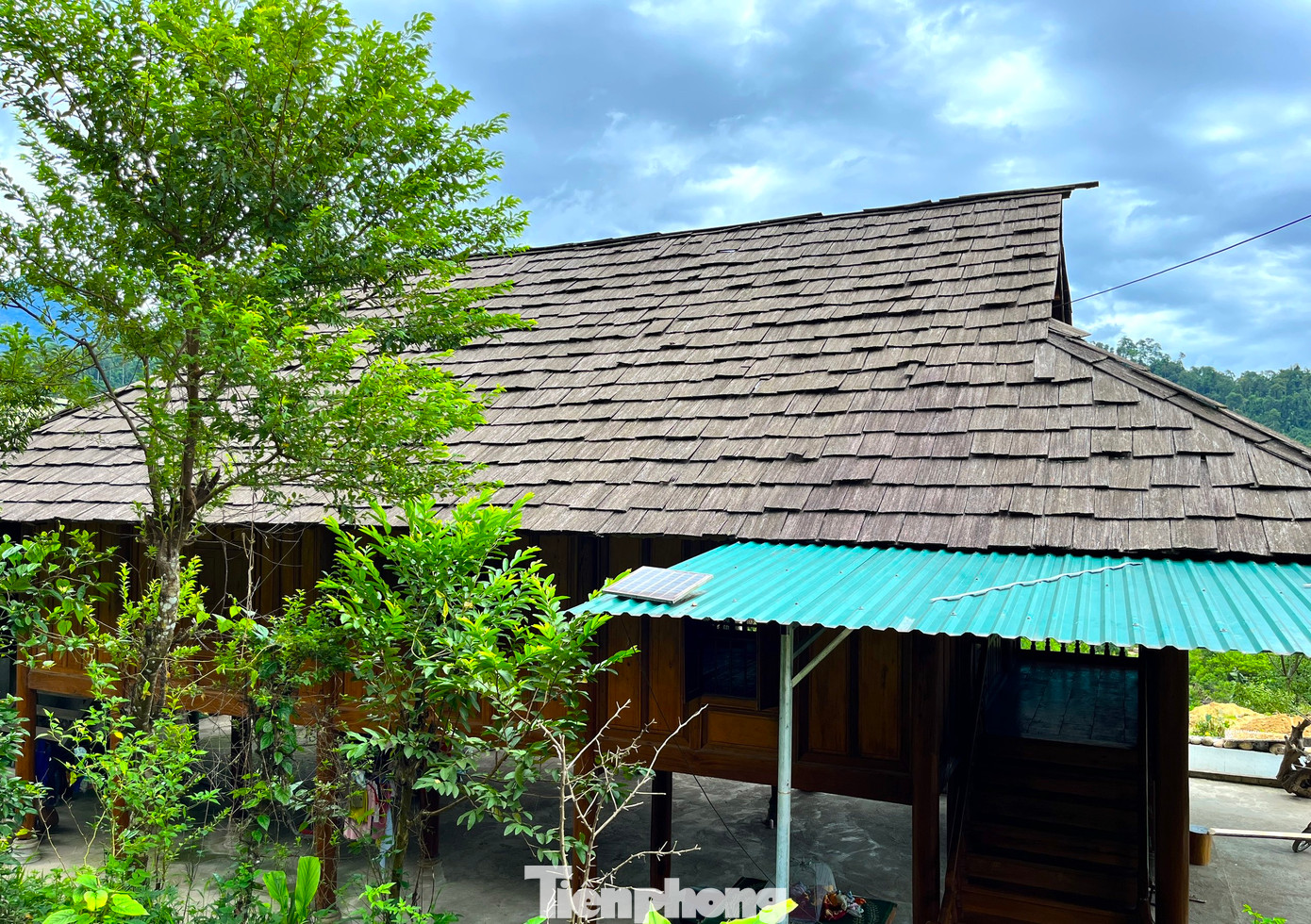 Những mái nhà lợp từ loại gỗ samu quý hiếm là điểm nhấn đặc biệt cho căn nhà.