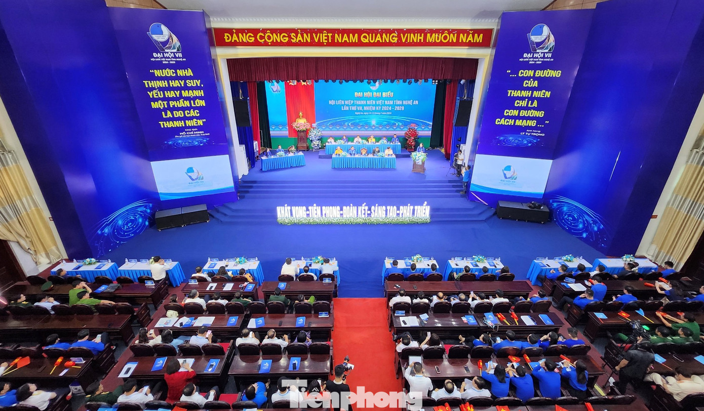 Toàn cảnh Đại hội Đại biểu Hội LHTN Việt Nam tỉnh Nghệ An lần thứ VII nhiệm kỳ 2024-2029.