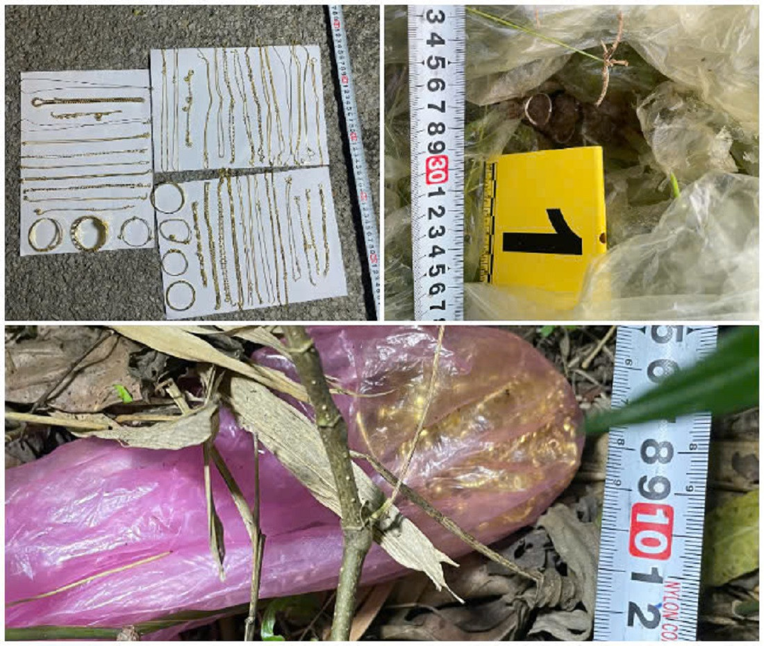 Số vàng trộm được, Huy cho vào nhiều túi bóng giấu tại các bãi đất trống.