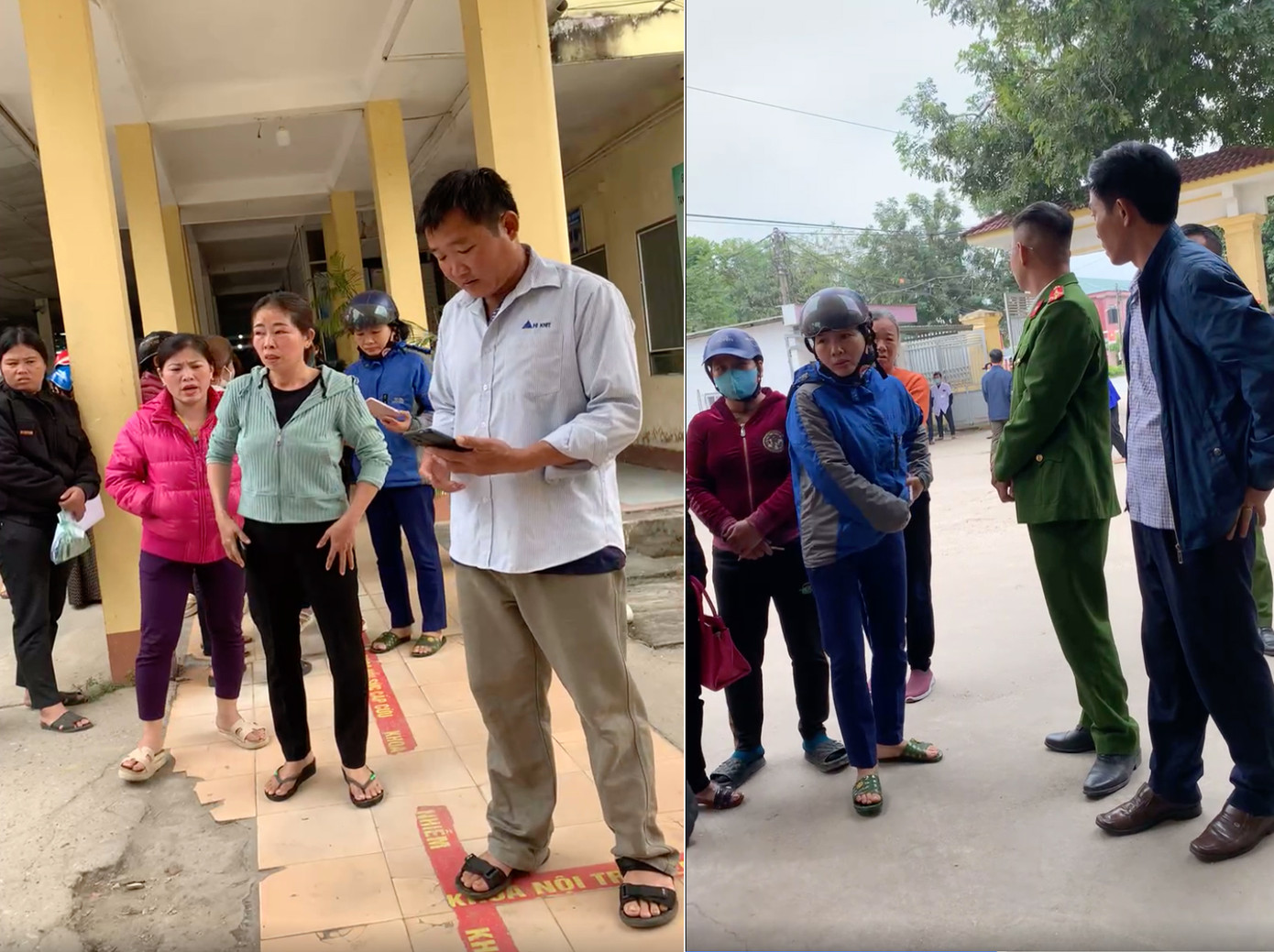 Rất đông người thân tập trung tại Trung tâm Y tế huyện Anh Sơn để yêu cầu làm rõ sự việc.