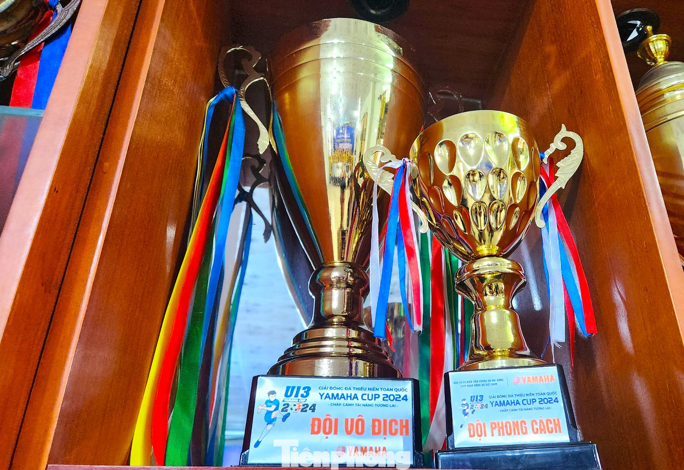 Chiếc cúp được đặt trang trọng trong phòng truyền thống của Câu lạc bộ SLNA.