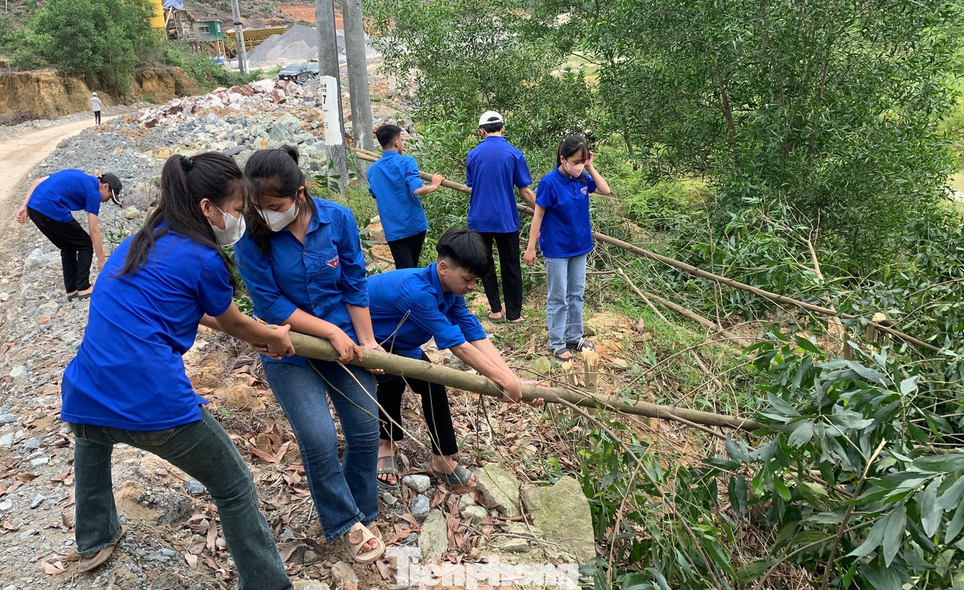 Bên cạnh việc hỗ trợ giải phóng mặt bằng, tháo dỡ nhà cửa bị ảnh hưởng, các đoàn viên thanh niên cũng tham gia cùng các đơn vị điện lực chặt cây cối những khu vực nằm trong hành lang đường dây điện đi qua. Trong ảnh, các đoàn viên thanh niên hỗ trợ gia đình ông Võ Đức Tân (trú xã Diễn Liên, Diễn Châu) chặt hạ và thu hoạch cây bị ảnh hưởng trong hành lang đường dây 500kV. Bên cạnh việc hỗ trợ giải phóng mặt bằng, tháo dỡ nhà cửa bị ảnh hưởng, các đoàn viên thanh niên cũng tham gia cùng các đơn vị điện lực chặt cây cối những khu vực nằm trong hành lang đường dây điện đi qua. Trong ảnh, các đoàn viên thanh niên hỗ trợ gia đình ông Võ Đức Tân (trú xã Diễn Liên, Diễn Châu) chặt hạ và thu hoạch cây bị ảnh hưởng trong hành lang đường dây 500kV.