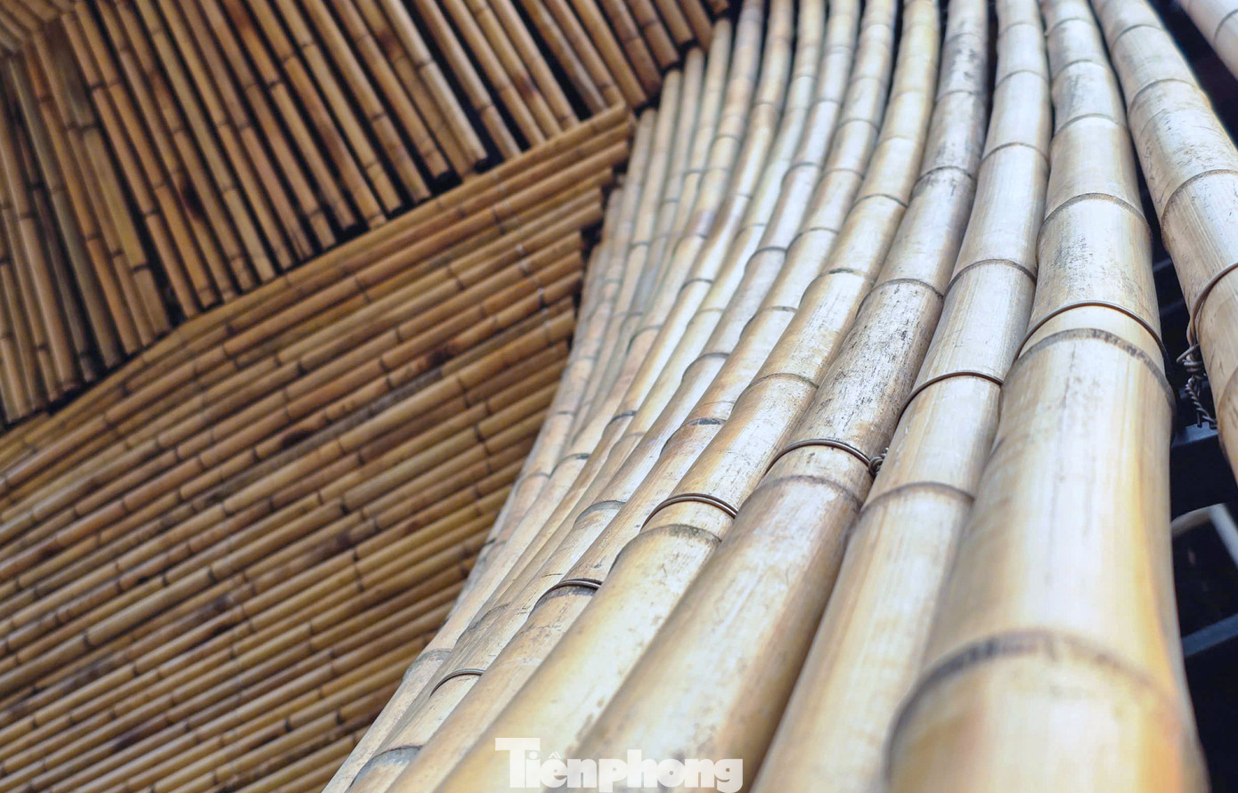 Con voi được anh Nam thiết kế tỉ mỉ từ 2.000 cây tre lớn nhỏ khác nhau. “Chất liệu tre, trúc được sử dụng khá nhiều trong các công trình kiến trúc nghệ thuật gần đây. Tuy nhiên, kết hợp giữa nghệ thuật và tre để tạo nên một con voi khổng lồ thì chưa thấy ai làm. Chính vì vậy tôi đã lên ý tưởng để tạo nên con voi này. Ngoài hình voi, tôi cũng vẽ một bức tranh lớn Hai Bà Trưng để gợi nhớ lại lịch sử ngày xưa cho các bạn trẻ”, anh Nam nói.