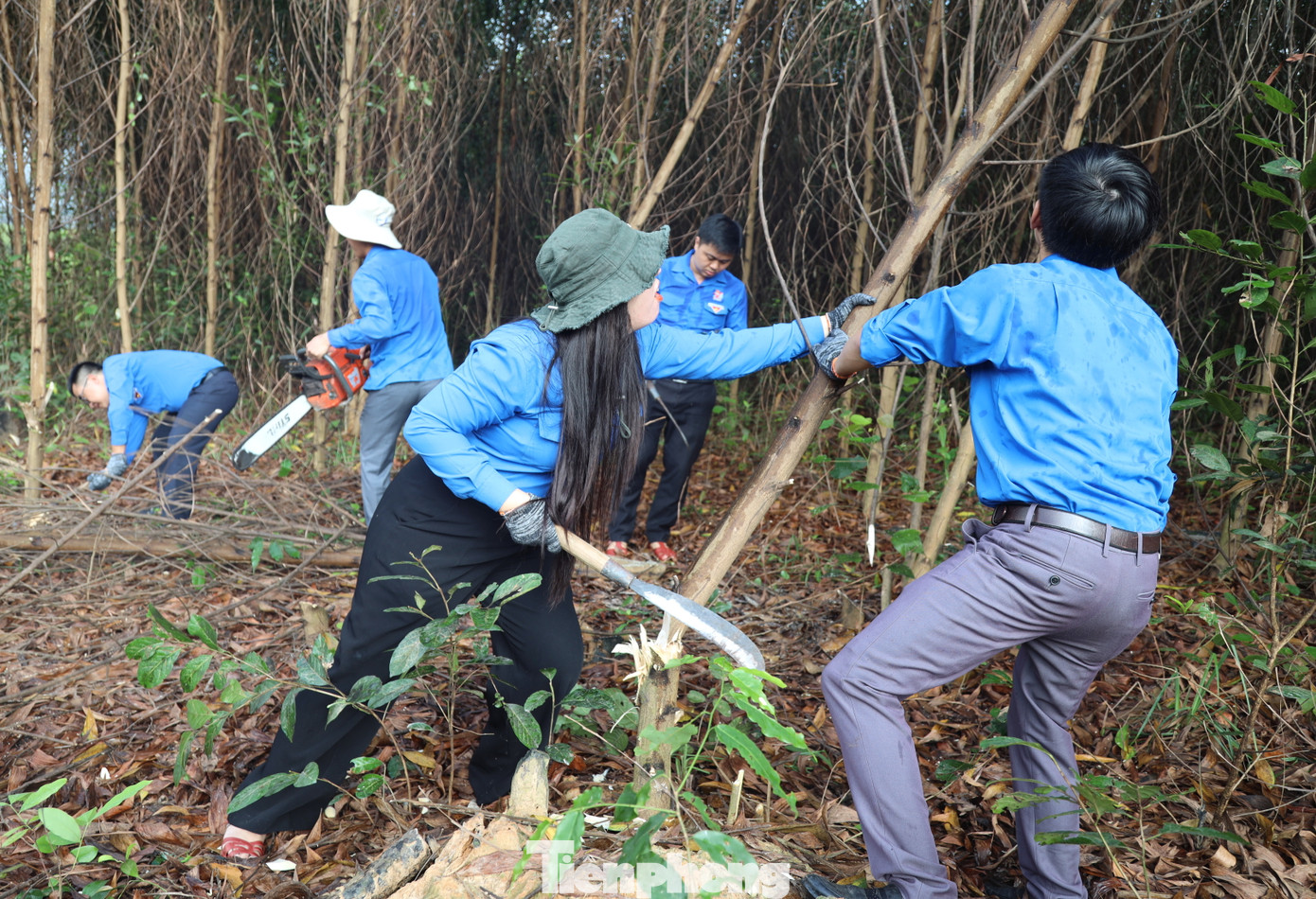 Sau khi triển khai xong việc chặt cây, giải phóng hành lang tuyến tại vị trí cột DO522-83D, tuổi trẻ Nghệ An đã chính thức cán đích thành công đợt thi đua cao điểm 30 ngày đêm tình nguyện “vượt nắng, thắng mưa” hỗ trợ thực hiện công trình đường dây 500kV mạch 3 qua địa bàn tỉnh Nghệ An”.