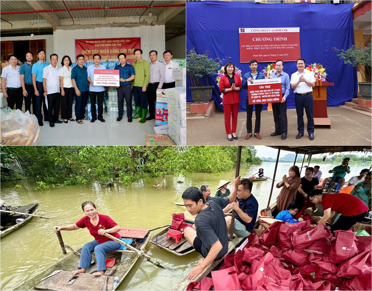 Những món quà được Agribank gửi đến người dân bị ảnh hưởng do bão số 3 (năm 2024).