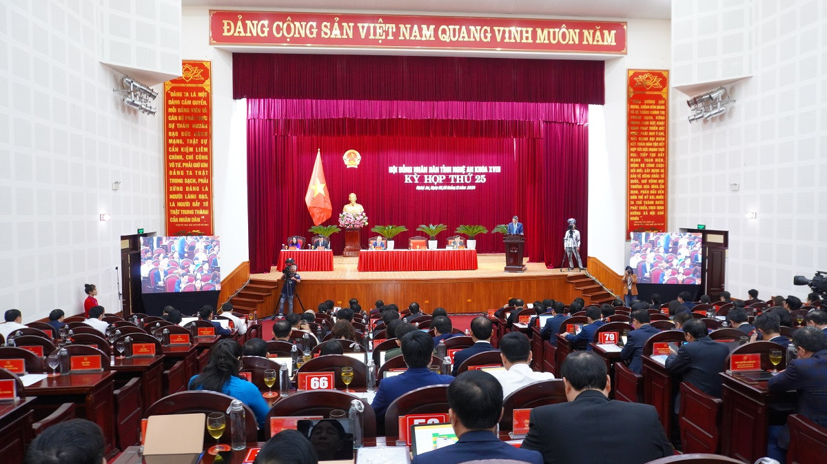 Toàn cảnh kỳ họp thứ 25 HĐND tỉnh Nghệ An khóa XVIII. Toàn cảnh kỳ họp thứ 25 HĐND tỉnh Nghệ An khóa XVIII.
