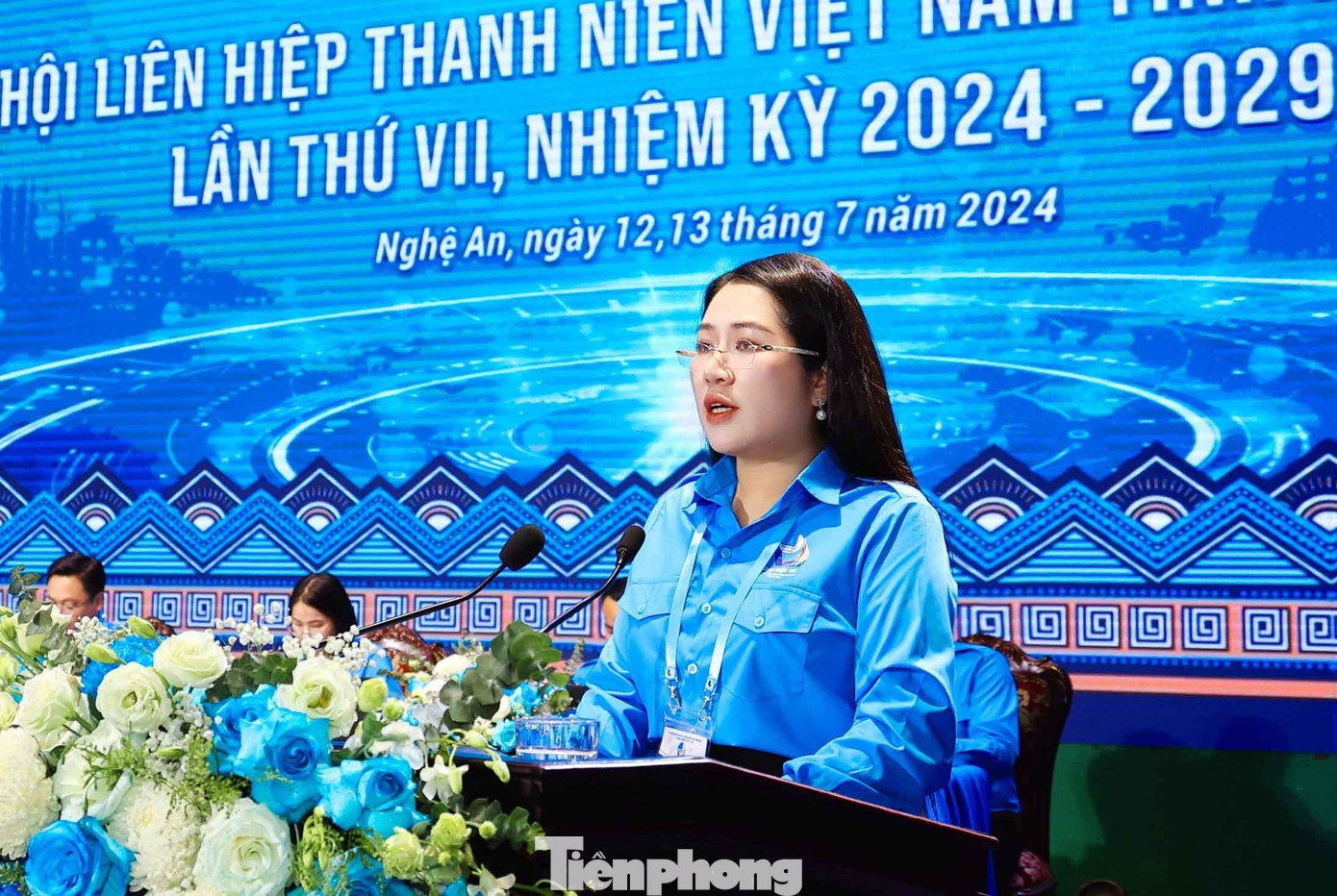 Chị Nguyễn Thị Phương Thúy - Bí thư Tỉnh Đoàn Nghệ An, Chủ tịch Hội LHTN tỉnh Nghệ An khóa VI phát biểu khai mạc Đại hội.