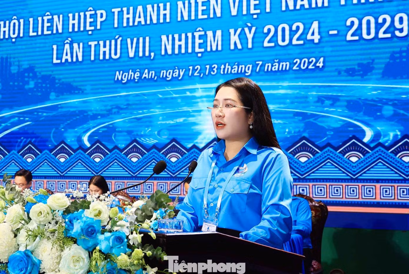 Chị Nguyễn Thị Phương Thúy - Bí thư Tỉnh Đoàn Nghệ An, Chủ tịch Hội LHTN tỉnh Nghệ An khóa VI phát biểu khai mạc Đại hội.