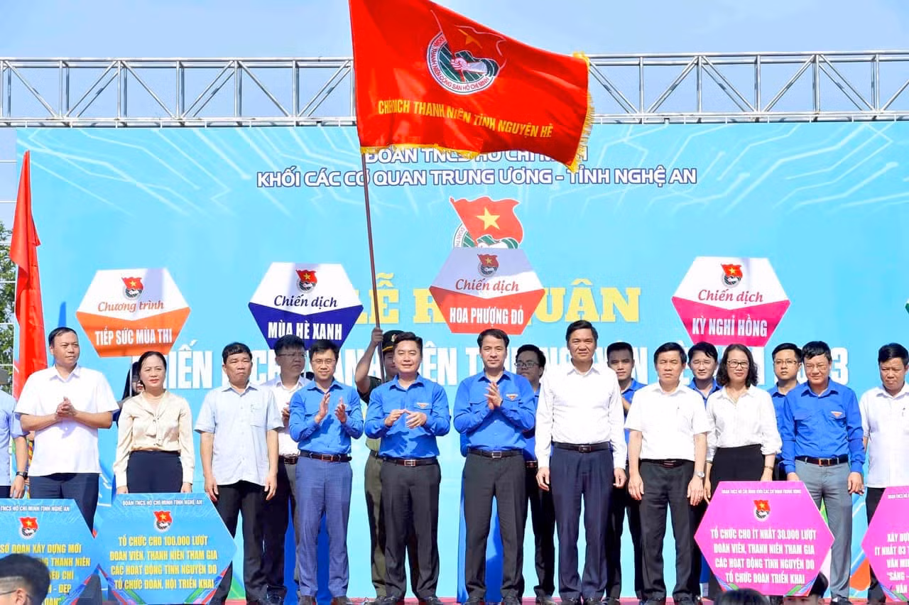 Chiến dịch Thanh niên tình nguyện Hè 2023, tuổi trẻ Nghệ An đã vượt chỉ tiêu 11/13 kế hoạch đã đề ra. Chiến dịch Thanh niên tình nguyện Hè 2023, tuổi trẻ Nghệ An đã vượt chỉ tiêu 11/13 kế hoạch đã đề ra.