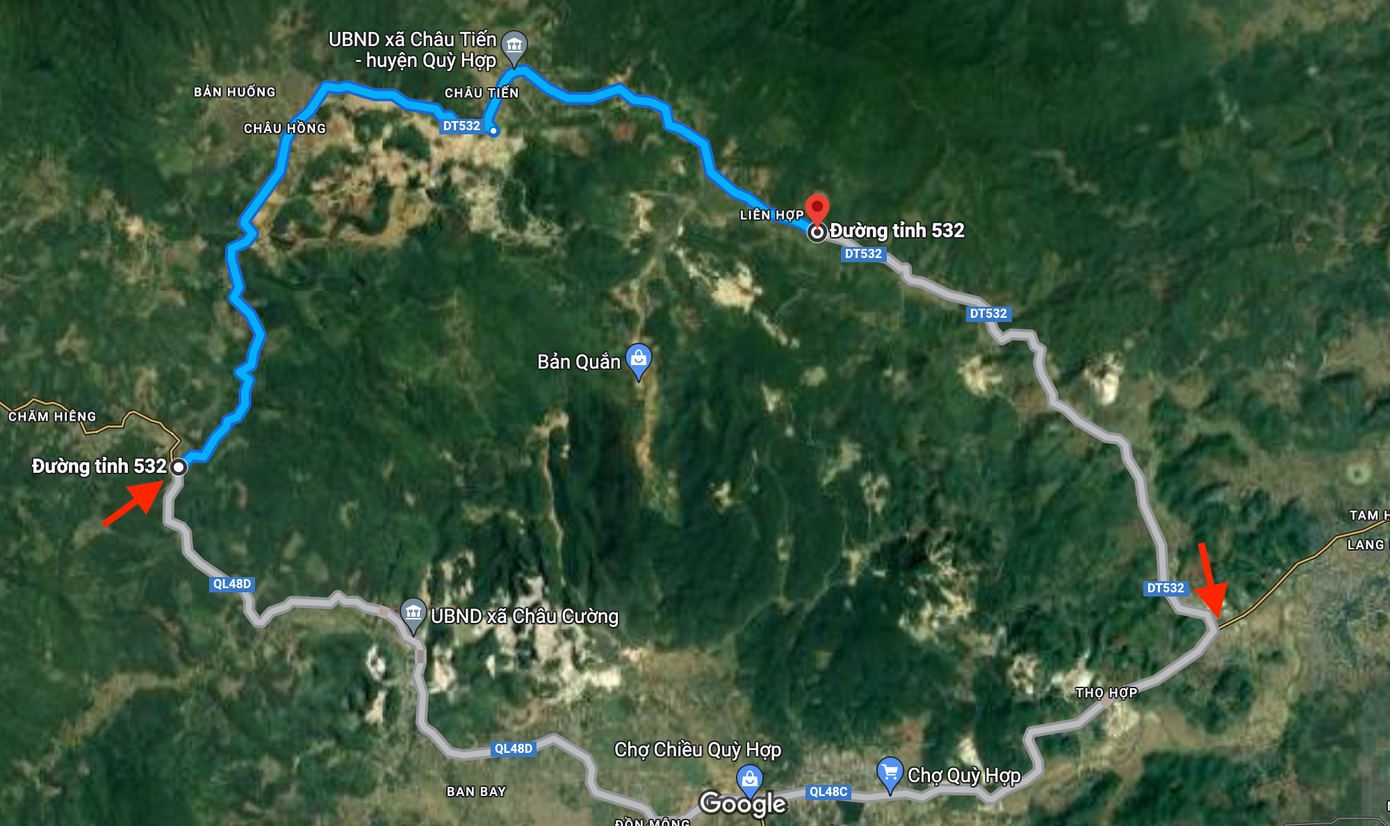 Tuyến tỉnh lộ 532 đi qua 5 xã của huyện Quỳ Hợp gồm Châu Quang, Châu Cường, Châu Hồng, Châu Tiến và Châu Lộc.