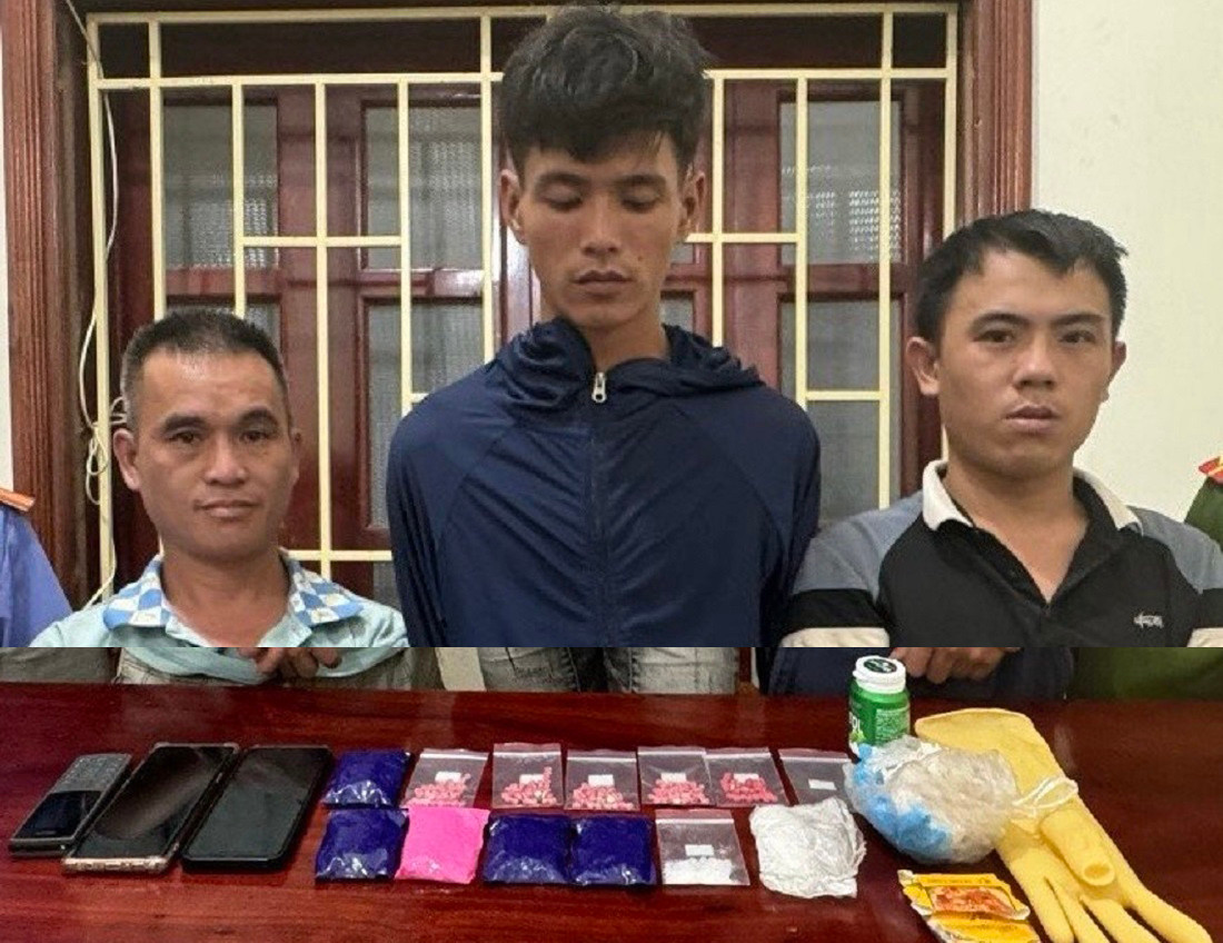 3 đối tượng cùng tang vật 2.000 viên ma túy tổng hợp tại cơ quan công an.