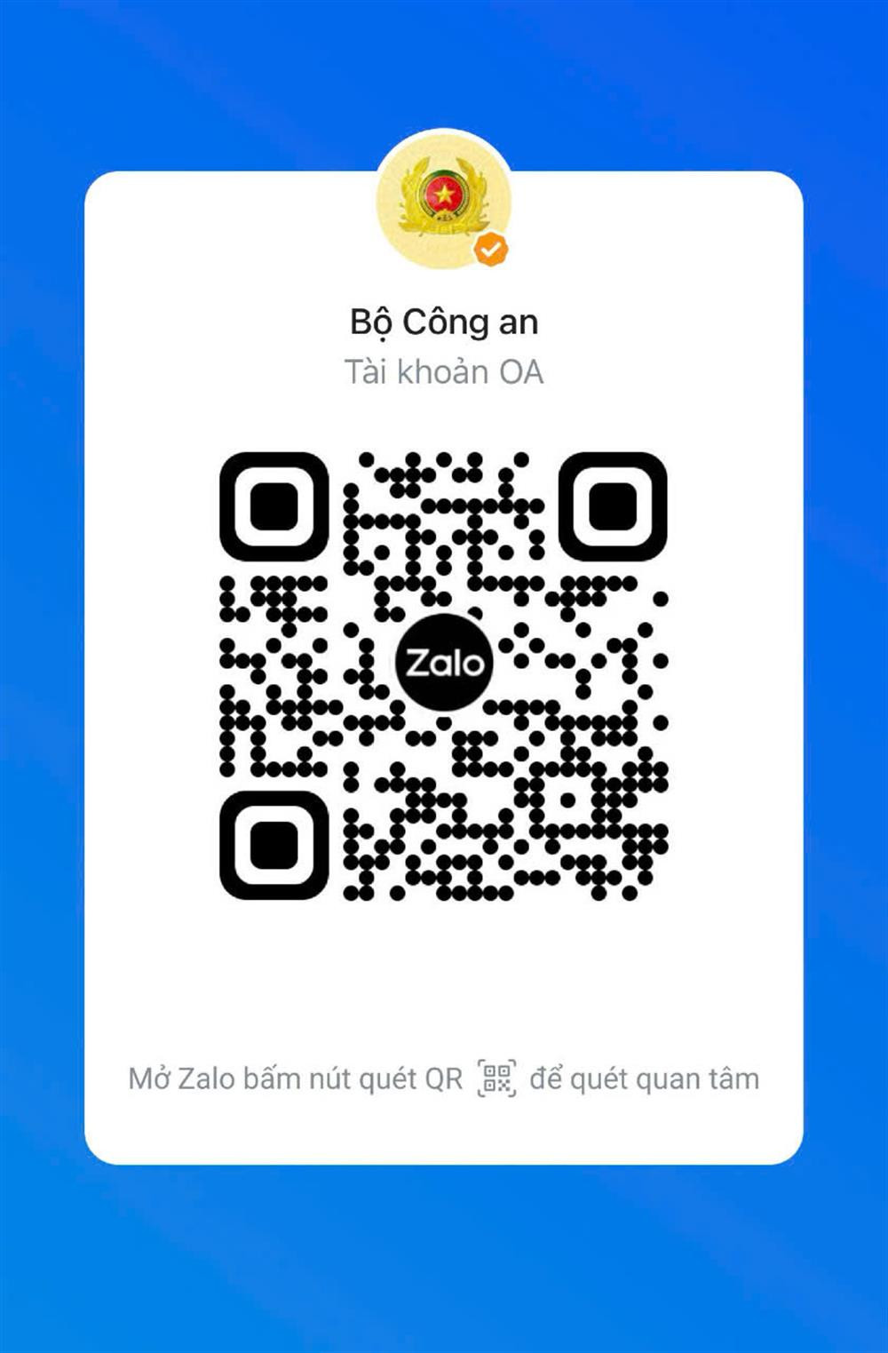 Trang thông tin Bộ Công an trên nền tảng mạng xã hội Zalo OA.
