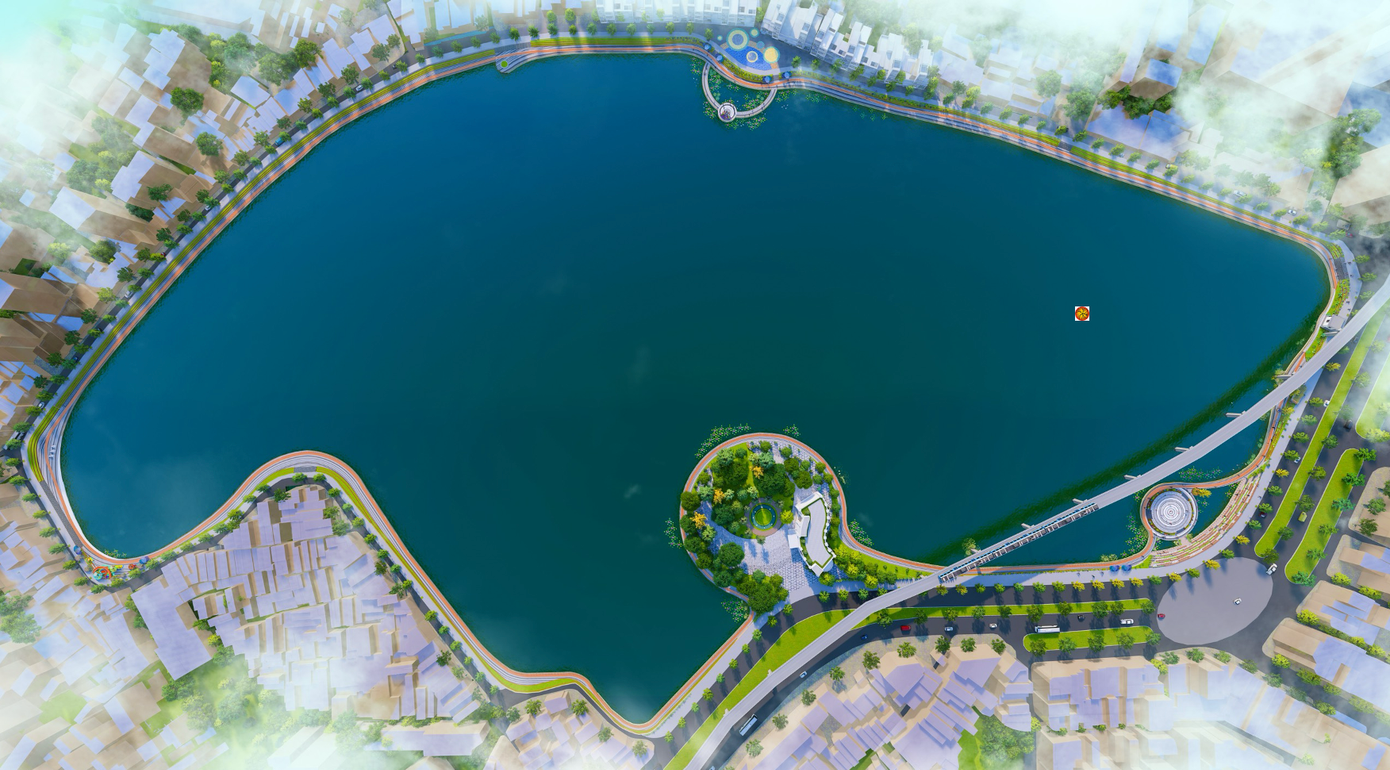Phối cảnh cải tạo hồ Đống Đa được công bố trước đó