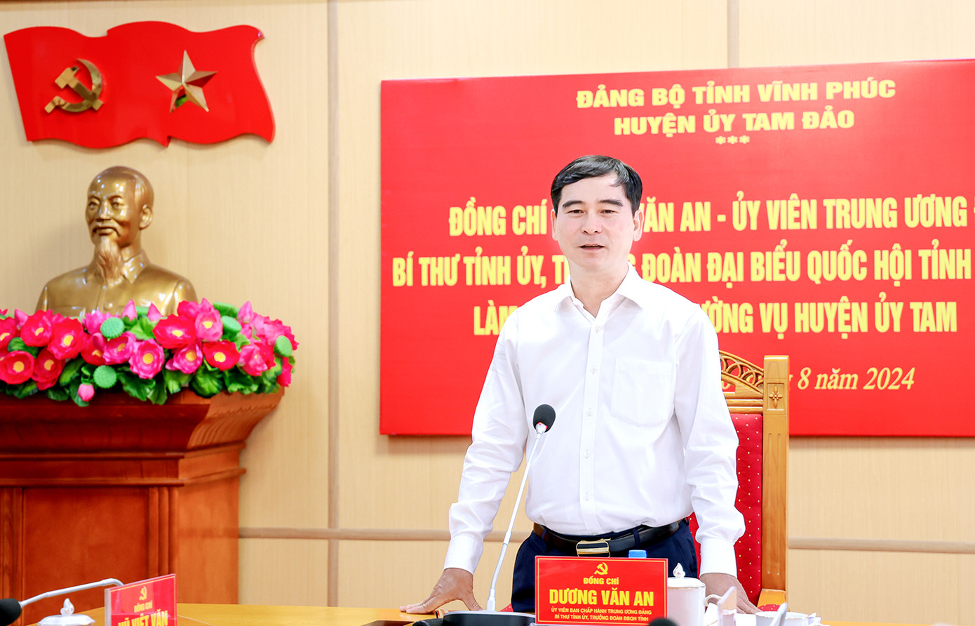 Ông Dương Văn An - Bí thư Tỉnh ủy Vĩnh Phúc tại buổi làm việc. Ảnh: Khánh Linh Ông Dương Văn An - Bí thư Tỉnh ủy Vĩnh Phúc tại buổi làm việc. Ảnh: Khánh Linh