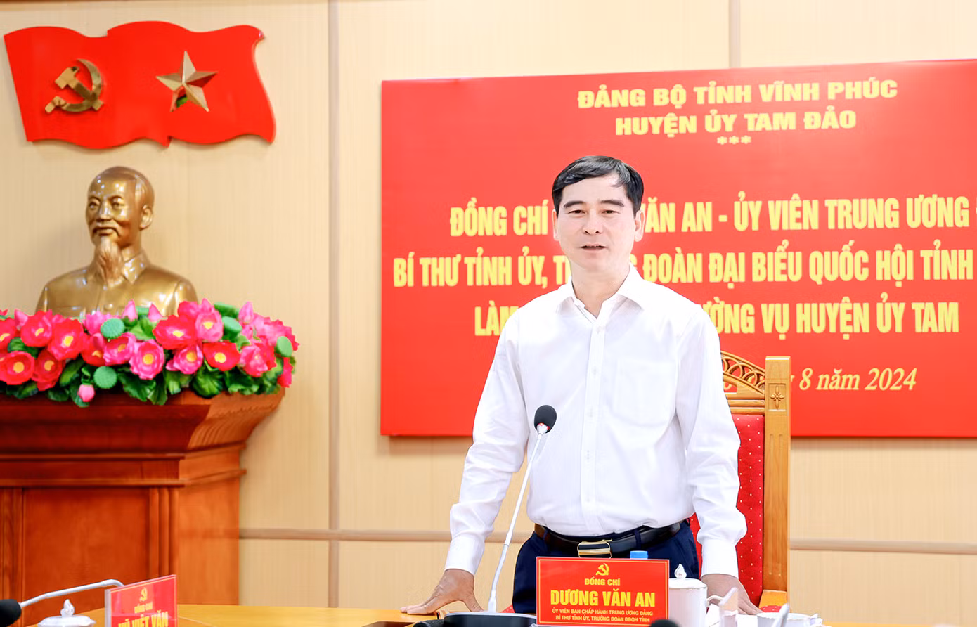 Ông Dương Văn An - Bí thư Tỉnh ủy Vĩnh Phúc tại buổi làm việc. Ảnh: Khánh Linh