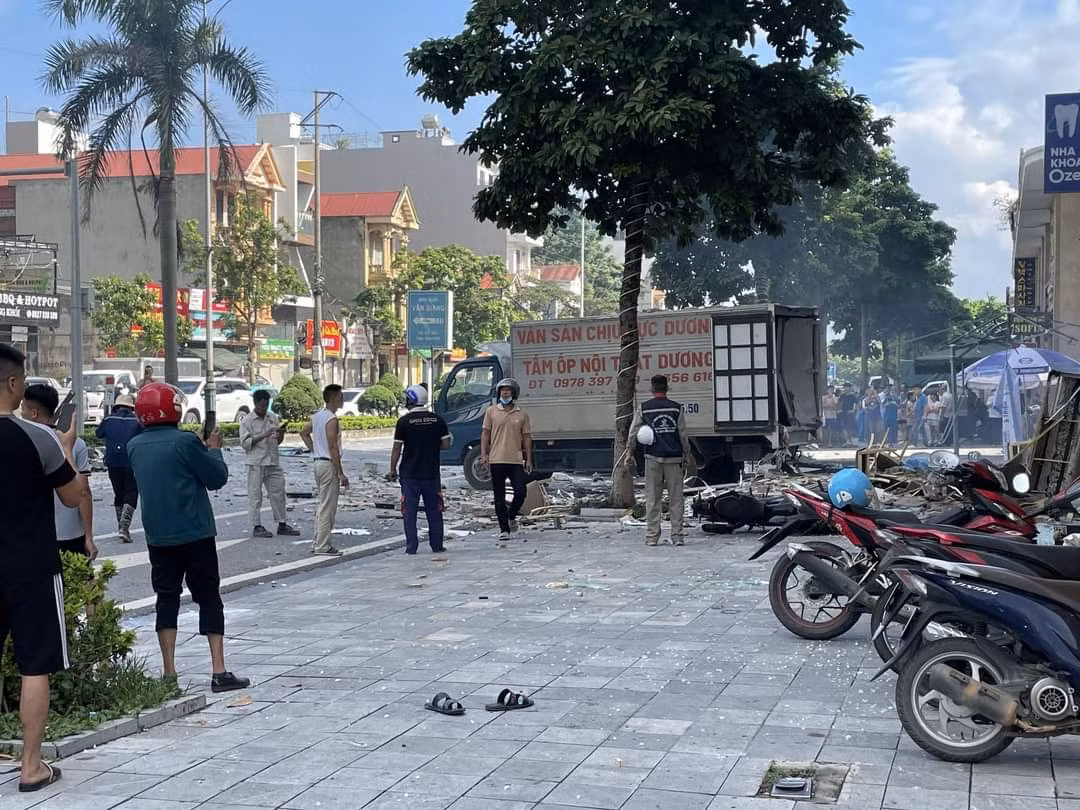 Hiện trường vụ nổ. Ảnh: Báo Vĩnh Phúc