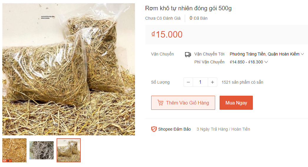 Sau thu hoạch, rơm rạ trên các cánh đồng thường được đem đốt. Thế nhưng từ khi phong trào trồng rau tại nhà nở rộ, rơm rạ cũng được thương mại hóa. Một số người trồng rau tại nhà cho biết, rơm khô lành tính, tạo môi trường tốt cho hạt nảy mầm, tránh rau dập nát khi trời mưa và úa táp khi trời nắng. Chúng được đóng trong các gói 500gr tiện lợi và bán với giá 15.000 đồng.