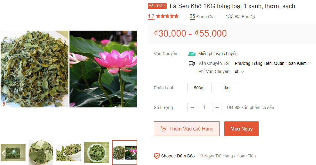 Không chỉ được dùng để ướp trà, lá sen giờ đây còn được dùng để pha nước uống. Được biết lá sen có tác dụng hỗ trợ điều trị rối loạn lipid máu; hỗ trợ giảm tổn thương gan; ức chế hấp thu chất béo vào cơ thể; tăng tốc độ chuyển hóa và tăng tiêu hao năng lượng... Nước lá sen có vị hơi đắng. Hiện chúng được rao bán trên chợ mạng với giá tương đương với hạt sen, 30.000-55.000 đồng/kg.