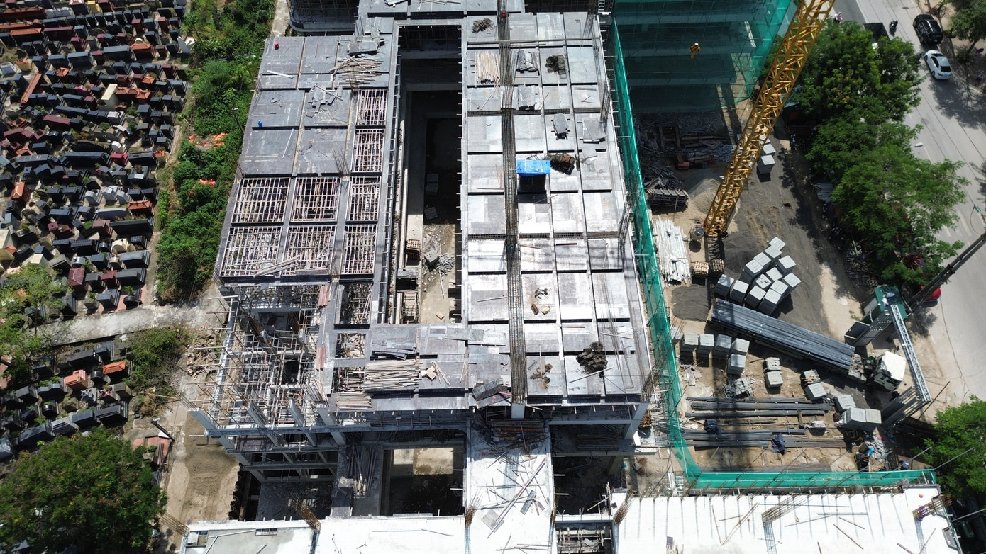 Dự án xây dựng Trường THPT Hoàng Liệt đang được đẩy nhanh tiến độ thi công. Ảnh: Thanh Hiếu.