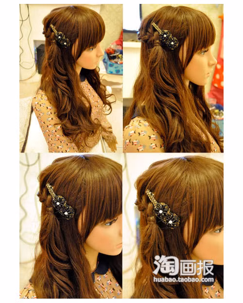 Tết một lọn tóc từ bên này sang bên kia.... Dùng dây chun buộc chặt lọn tóc tết lại. Lấy một lọn tóc nhỏ quấn bên ngoài để che dây chun đi. Thêm kẹp tóc vào là bạn đã trông giống một nàng công chúa đáng yêu rồi đấy.