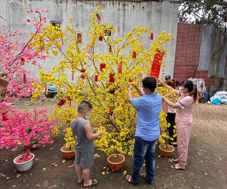 Cư dân xóm trọ cùng trang trí cây mai, cành đào để khu trọ thêm sắc xuân Cư dân xóm trọ cùng trang trí cây mai, cành đào để khu trọ thêm sắc xuân